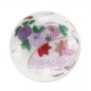 Tonda in ceramica mm. 16 Rosa/Bianco x1