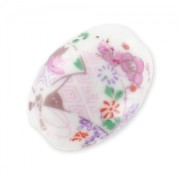 Oliva di ceramica mm. 18x13 Rosa/Bianco x1