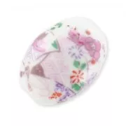 Oliva di ceramica mm. 18x13 Rosa/Bianco x1