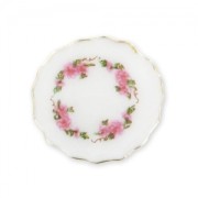 Piattino di ceramica mm. 15 fiori Rosa bordo dorato x1|raw }}
