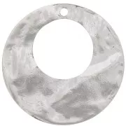 Pendente rotondo martellato traforato 40 mm - Rodio x1