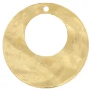 Pendente rotondo martellato traforato 40 mm -Dorato con oro fino x1