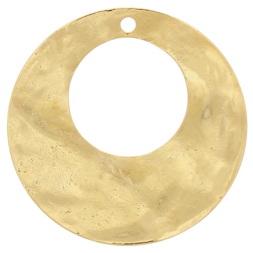 Pendente rotondo martellato traforato 40 mm -Dorato con oro fino x1