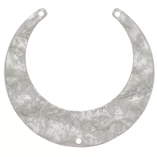 Distanziatore per collana mezzaluna martellato 33x35 mm - Rodio x1