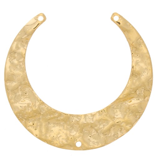 Distanziatore per collana mezzaluna martellato 33x35 mm - Dorato con oro fino x1