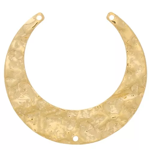 Distanziatore per collana mezzaluna martellato 33x35 mm - Dorato con oro fino x1