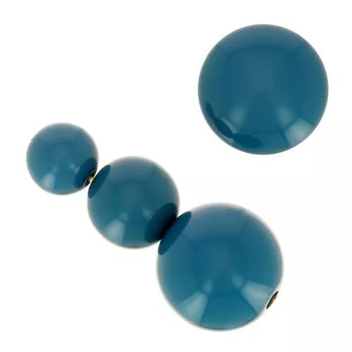 Assortimento di 26 perline rotonde 6-8-10 mm e 2 cabochon di resina - Duck Blue