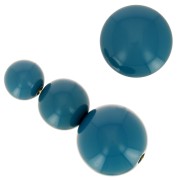 Assortimento di 26 perline rotonde 8-10-14 mm e 2 cabochon di resina - Blu anatra
