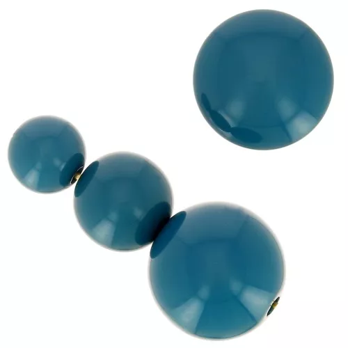 Assortimento di 26 perline rotonde 8-10-14 mm e 2 cabochon di resina - Blu anatra