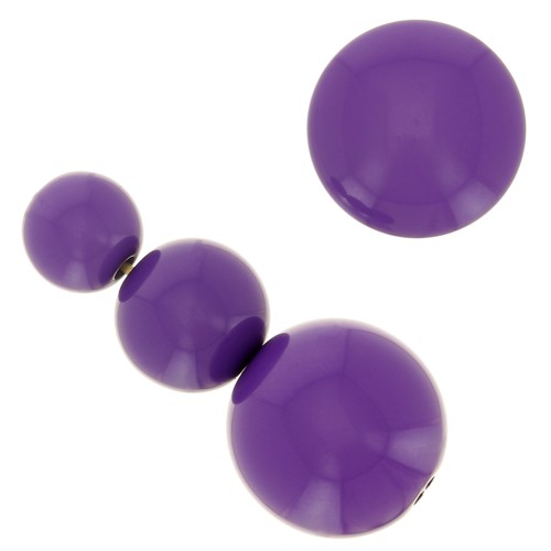 Assortimento di 26 perline rotonde 8-10-14 mm e 2 cabochon di resina - Viola