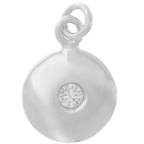 Ciondolo rotondo da 10 mm con Ossido di zirconio - Argento 925 - Cristallo x1