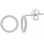 Orecchini perno - Filo intrecciato scavato 10 mm - Argento 925 x2|raw }}