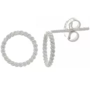 Orecchini perno - Filo intrecciato scavato 10 mm - Argento 925 x2