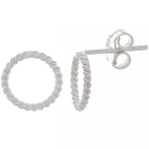 Orecchini perno - Filo intrecciato scavato 10 mm - Argento 925 x2
