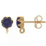 Orecchini perno 6 mm con semi pietra preziosa-Arg925 Dorato oro fino Lapis lazzuli