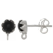 Orecchini perno 6 mm con pietra semi preziosa - Argento 925 - Black Onyx x2