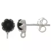 Orecchini perno 6 mm con pietra semi preziosa - Argento 925 - Black Onyx x2