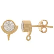 Orecchini a perno 10x8 mm con Ossido di zirconio - Argento 925 Dorato con oro fino Crystal x2