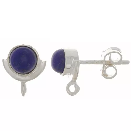 Orecchini a perno 10x8 mm con zirconi - Argento 925 - Lapis lazzuli x1