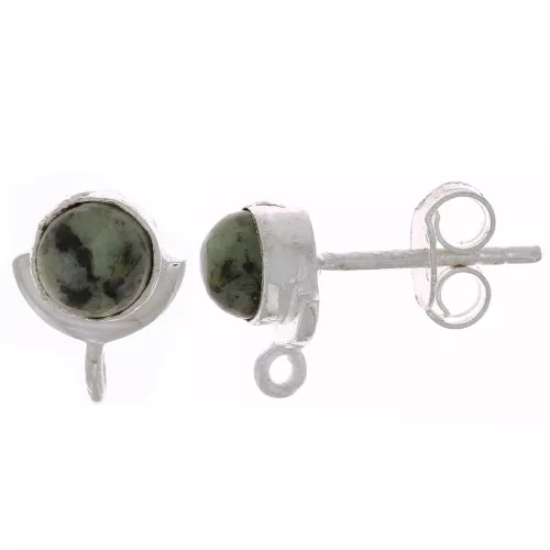 Orecchini a perno 10x8 mm con zirconi - Argento 925 - Turchese africana x2