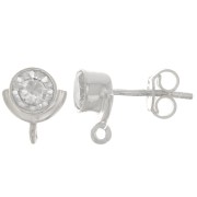 Orecchini a perno 10x8 mm con Ossido di zirconio - Argento 925 - Crystal x2
