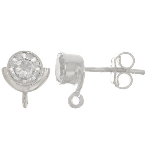 Orecchini a perno 10x8 mm con Ossido di zirconio - Argento 925 - Crystal x2