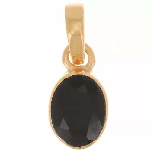 Pendente ovale sfaccettato 12x7 mm- Argento 925 dorato - onice nero