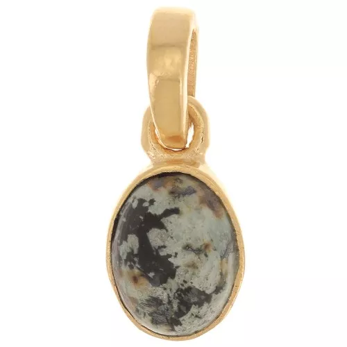 Pendente ovale sfaccettato 12x7 mm - Argento 925 - Turchese africana