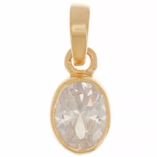 Pendente ovale sfaccettato 12x7 mm con Ossido di zirconio - Argento 925 dorato - Cristallo