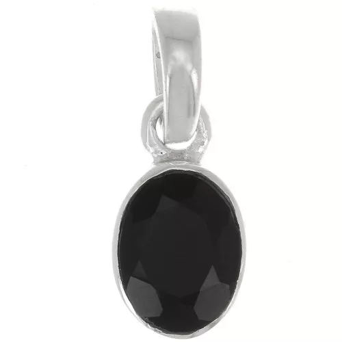 Pendente ovale sfaccettato 12x7 mm - Argento 925 -Onice nero x1