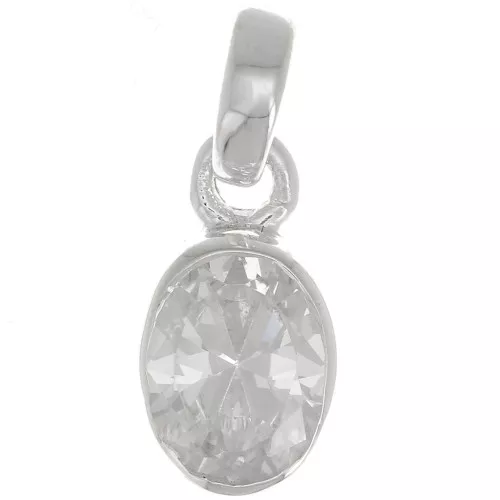 Pendente ovale sfaccettato 12x7 mm Ossido di zirconio - Argento 925 x1