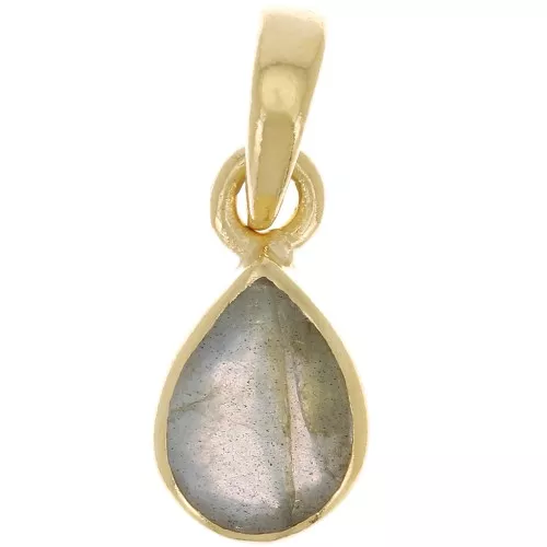 Pendente goccia sfaccettata 12x7 mm - Argento 925 dorato - Labradorite x1