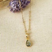 Pendente goccia sfaccettata 12x7 mm - Argento 925 dorato - Quarzo fumé x1