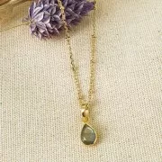 Pendente goccia sfaccettata 12x7 mm - Argento 925 dorato - Quarzo fumé x1