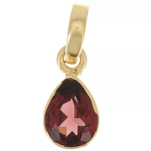 Pendente goccia sfaccettata 12x7 mm - Argento 925 dorato- Grenat x1