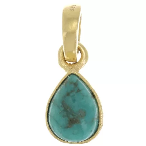 Pendente goccia sfaccettata 12x7 mm - Argento 925 dorato- imitazione turchese