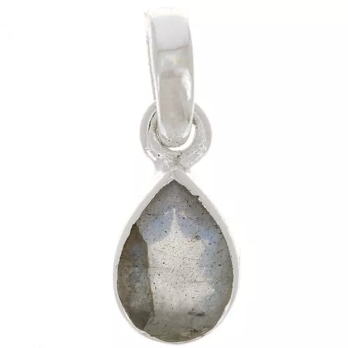 Pendente goccia sfaccettata 12x7 mm - Argento 925 - Labradorite x1