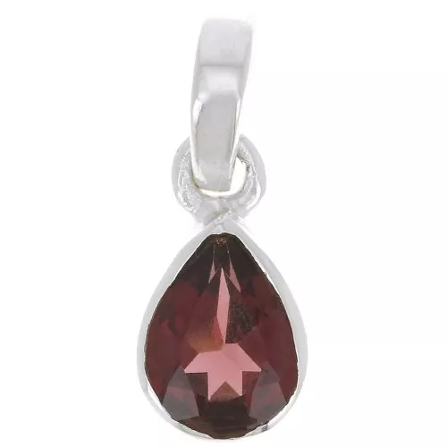 Pendente goccia sfaccettata 12x7 mm - Argento 925 - Grenat x1