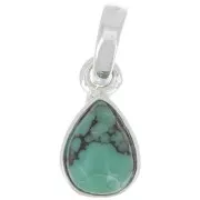 Pendente goccia sfaccettata 12x7 mm - Argento 925 - Turquoise
