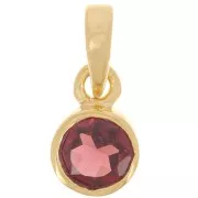 Pendente con pietra semipreziosa sfaccettata 7 mm - Arg925 Dorato- Grenat x1