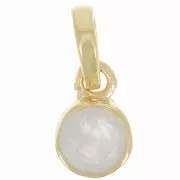 Pendente con pietra semipreziosa sfaccettata 7 mm - Arg925 Dorato- Pietra di luna