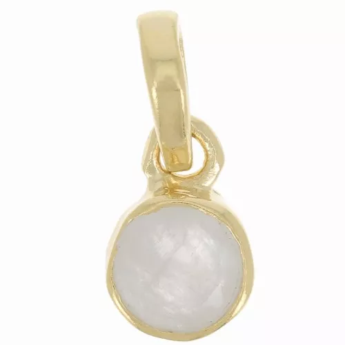 Pendente con pietra semipreziosa sfaccettata 7 mm - Arg925 Dorato- Pietra di luna