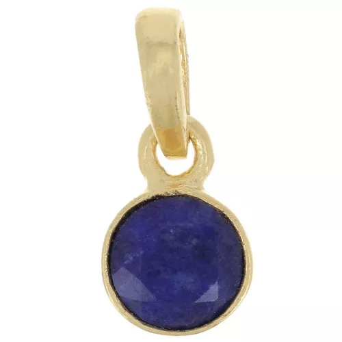 Pendente con pietra semipreziosa sfaccettata 7 mm - Arg925 Dorato- Lapis lazzuli