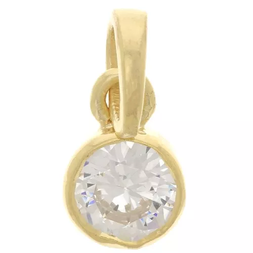Pendente con pietra Ossido di zirconio sfaccettata 7 mm Arg925 Dorato - Crystal x1