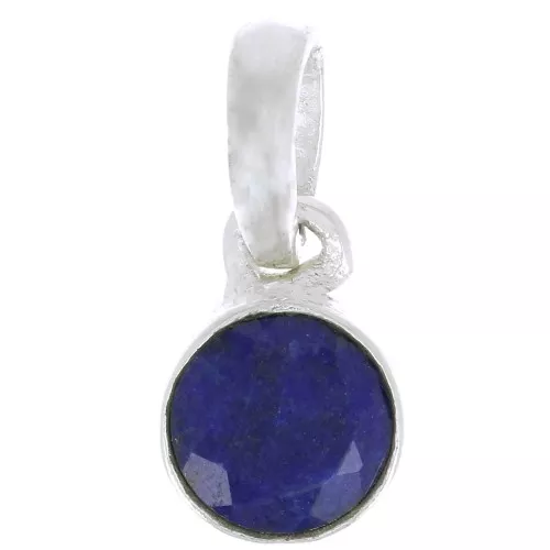 Pendente con pietra semipreziosa sfaccettata 7 mm - Argento 925 - Lapislazzuli x1