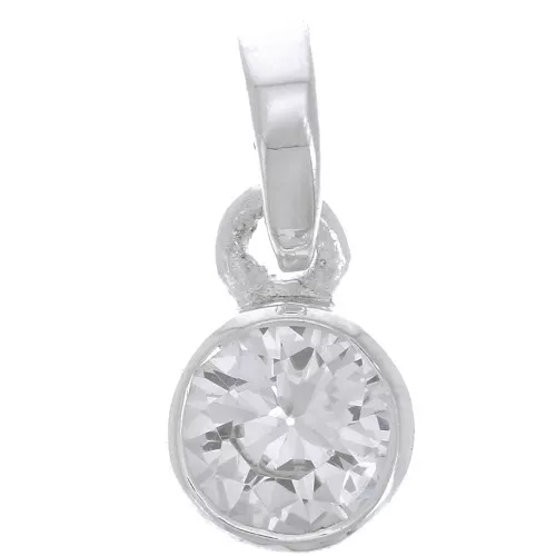 Pendente rotondo sfaccettato 7 mm con Ossido di zirconio - Argento 925 - Cristallo x1