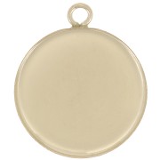 Pendente rotondo per cabochon a fondo piatto 15 mm - Gold filled x1