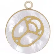 Pendente rotondo per cabochon a fondo piatto 15 mm - Gold filled x1