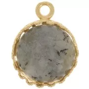 Pendente castone rotondo corona - cabochon fondo piatto 12mm Placcato oro 3 micron