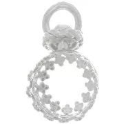Pendente tondo girevole con corona - per perline da 8mm - Argento 925 x1